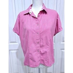 Pink Gingham Snap Shirt Short Sleeve Size L/XL